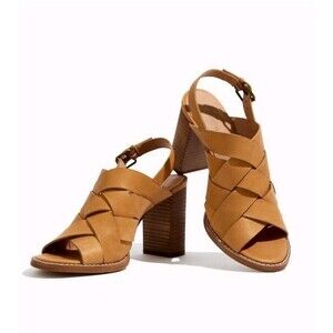 Madewell The Cindy Sandal 8.5 Stacked Heel Brown Leather Women's  Chunky Boho
